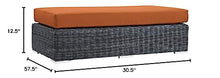 America Luxury - Outdoor Modern Contemporary Urban Design Rectangle Ottoman Orange