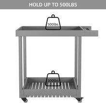 HXYONGN Double-Shelf Grill Table, Portable Trolley with 4 Wheels and Towel Rack, Multifunctional Outdoor Kitchen Cart for Garden and Bar Storage(Grey)