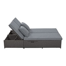 WYMCHMSX Double Sunbed, Reclining Chairs,Conversational Set,Wicker, Fabric,5 Positions Adjustable Backrest,Seat, Outdoor,Patio,Backyard, Garden, Porch,for 2 Person,