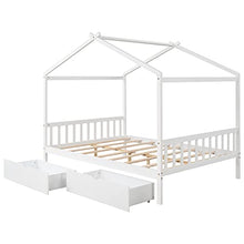 Merax Full Size Platform Bed Frame with Drawers White
