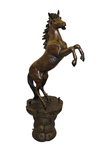NIFAO Horse on Rock, Outdoor Medium Bronze Fountain, 20" L x 18" W x 56" H