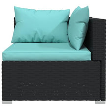 RJPLMFV Patio Loveseat with Cushions Black Poly Rattan