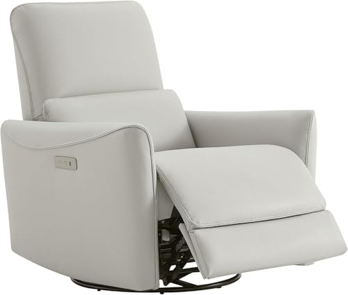 Oversized Power Recliner Chair with Heat and Massage, Heavy Duty Leather Upholstered Living Room Sofa, Comfortable Electric Reclining Nursery Rocker for Adults
