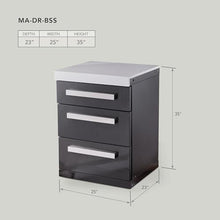 Mont Alpi 3-Drawer Right Cabinet Module - Black Stainless Steel | Soft-Close Slides | White Granite Top | Fits MAi805 & MAi400 | 25" W