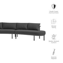 Modway Porta 3-Piece Outdoor Modular Sofa Set in Anthracite – Modular 190 Inch Outdoor Sofa with Aluminum Frame, Woven Rope Detail, and Cushions