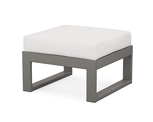 POLYWOOD® Edge Modular Deep Seating Ottoman, Slate Grey/Textured Linen