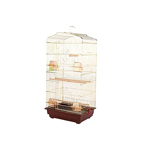 QTBH Flight Cage Parakeet Plating Golden Bird Cage Large Parrot Plus High-Rise Ornamental Bird Cage can Hang Breeding Cage Suitable for Small and Medium-Sized Birds Bird Cage (Color : Gold)