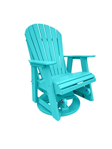 Phat Tommy Glider for Outside Patio - Outdoor Swivel Glider Chair - Poly Outdoor Furniture, Adirondack Porch Glider Chair, Teal
