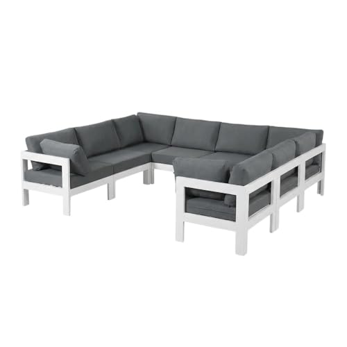 Outdoor Escape Gray Fabric Outdoor Patio Modular Sectional, Weather-Resistant Upholstery, Cushioned Seating, Durable Frame for Garden Outdoor Living