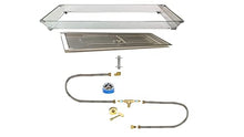 EasyFirePits DIY Pro Pre-Plumbed Gas Linear Fire Table Kit w/Glass Windscreen, Stainless Steel Pan, Burner, and Professional Gas Connection Kit (58.5X16.5)