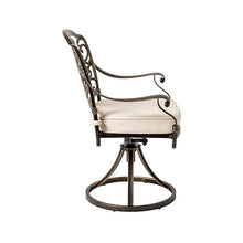 Christopher Knight Home Maxwell Classic Outdoor Swivel Chair Set of 2, Metal Patio Swivel Dining Chairs Set of 2 with Cushion, Outdoor Chair for Bistro Set, Hammered Bronze