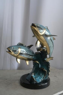 Nifao Tuna Fish, Nautical Ocean Art Small Bronze Statue, 24"L x 16"W x 21"H