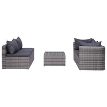 Heofavd 9 Piece Grey PE Rattan Patio Conversation Set, Modular Outdoor Sectional Furniture, Powder-Coated Steel Frame, Glass Table, Seats 8-9 for Garden, Balcony, Backyard and Sunroom