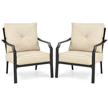 ONMYJFD 2 Piece Patio Dining Chairs Stackable Removable Cushioned Garden Patio