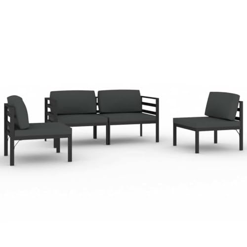 MNCVXAXG 4 Piece Patio Lounge Set with Cushions Aluminum Anthracite