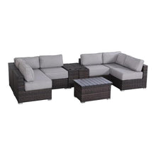 Living Source International 9-Piece Sectional Set Plus Olefin Cushion Brown