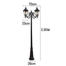 SDdPulse Post Lights Garden, 2-Lights Traditional Victoria Retro Street Light Aluminum Glass High Pole Outdoor Road Lamp Waterproof Vintage Landscape Lawn Lantern Patio,Black-1.8m