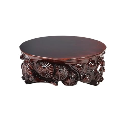 QUANGJN Pcs Plants Saucers Wood Carving Base Solid Wood Bracket Round Vase Fish Tank Bonsai Bracket Plant Pot Saucers,