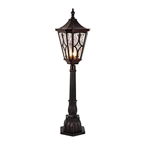 - External Yard Lamps Glass Shade E27 Lawn Lights V-intage House Porch Outdoor Path Lights Waterproof Floor Mount Light Fixture Compatible with Garden Landscape Patio Driveway ,chandelier lighting