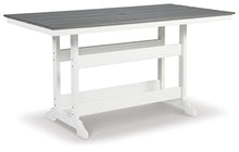Ashley Transville Outdoor Counter Height Dining Table, 72 Inch Rectangular Patio Table with Umbrella Hole, Durable Weather Resistant HDPE, Ideal for Patios, Gray and White