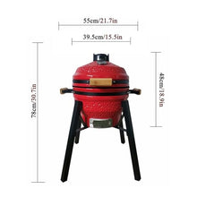 Ceramic Charcoal BBQ Grill and Smoker, Stainless Steel Grates -21" Ceramic with Tall Stand(E)