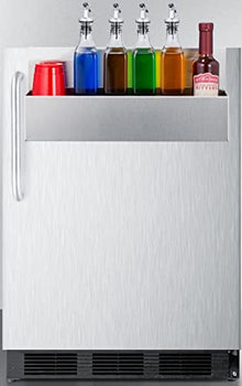 Summit 24” Refrigerator w/Speed Rail, Built-in, Outdoor, Bar Refrigerator, 5.5 cu.ft. Capacity, Stainless Steel- SPR7BOSSTSR