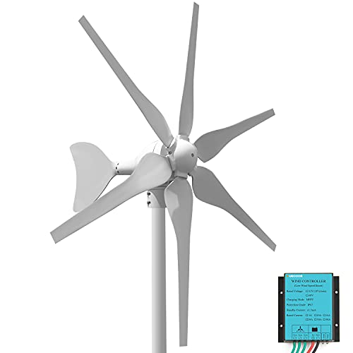 Wind Turbine Generator Kit 400W 24V with 6 Blade, Wind Generator Kit with Charge Controller, Wind Power Generator for Marine, RV, Home, Windmill Generator Suit for Hybrid Solar Wind System