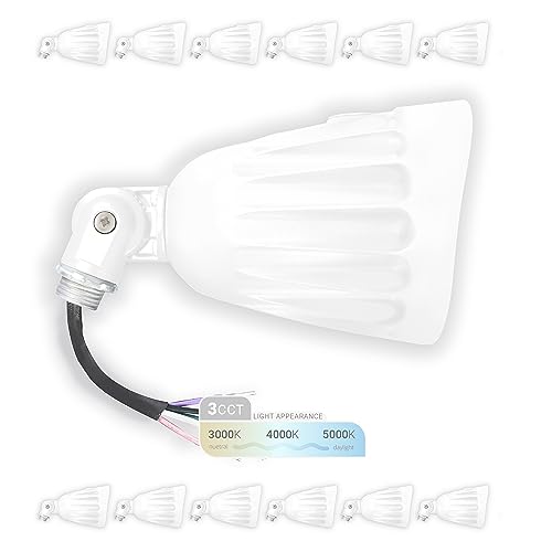 NUWATT 25W White Outdoor LED Bullet Spot Light, 3CCT 30K-50K, ETL, 12 Pack