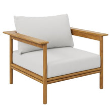 Modway Wren Teak Wood Outdoor Patio Armchair and Ottoman Set in Natural Sail