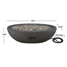 Real Flame Riverside 58" Oval Propane Fire Pit Bowl, Push-Button Ignition, Includes 28" Stainless Steel Burner, Lightweight 50,000 BTUs, Adjustable Flame Height - Shale