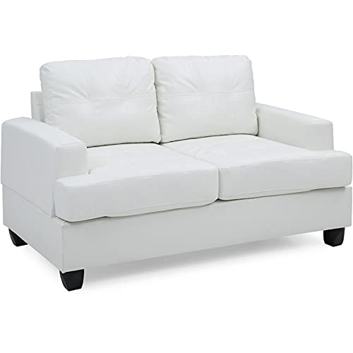 Glory Furniture Sandridge Faux Leather Loveseat in White