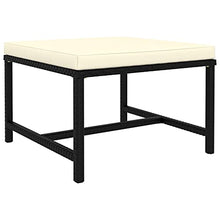 HKQWPBF 3 Piece Poly Rattan Patio Lounge Set with Cushions and Footstool, Outdoor Modular Seating with Removable Washable Covers, Black