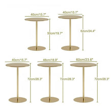 Failjierue Bistro Table w/Metal Base Bar Round Kitchen Dining Small Space Side High Top Coffee End Tall Pub Bistro Table, Gold(48x56cm)