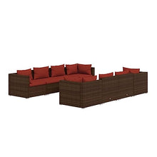 KPOUTRFG 9 Piece Modular Outdoor Seating Set with Polyester Cushions, Contemporary Brown Patio Furniture for Garden and Balcony
