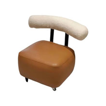 LHHAIUA Ottoman for Bedroom Dorm Footstool 360° Rotating Stool with Velvet Backrest Under Desk Footrest(Grey)