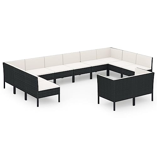 KPOUTRFG 12-Piece Modular Outdoor Lounge Set for 12 with Durable Poly Rattan and Weather Resistant PE Rattan Seating Garden Furniture Set