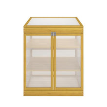 Donext Wooden Cold Frame Greenhouse, Polycarbonate Garden Shed for Plants, 6 Built-in partitions, Solid Wood, Keep Plant Warm Enough, Brown (53.15*27.76*53.94In)