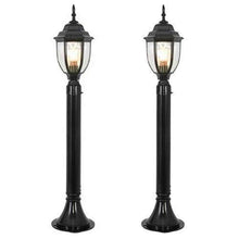 vsGotber 2-Pack 1M Hight Outdoor Lawn Pillar Light Garden Column Lamp European Style Waterproof Road Light Vintage Exterior Villa Floor Lamps,Black