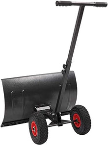 Snow Shovel Snow Push with Wheels| Heavy-Duty Snowplow with Adjustable Handle for Road Snow Removal Snow Pusher