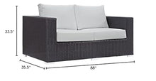Home Square 3 Piece Outdoor Sofa Set with Sofa, Loveseat, and Chair in Espresso and White
