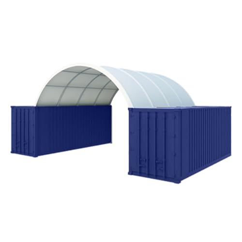Kaimei 20'x40' Heavy Duty Shipping Container Canopy Shelter - White, PE Fabric, Pony Wall Design - Ideal for Warehouse, Livestock, Equipment Storage, & More!