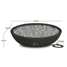 Real Flame Riverside 48" Oval Propane Fire Pit Bowl, Push-Button Ignition, Includes 28" Stainless Steel Burner, Lightweight, 50,000 BTUs, Adjustable Flame Height - Shale