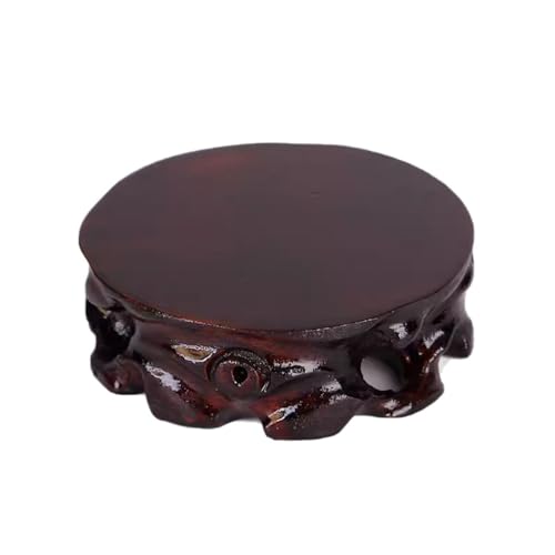 YYBOES Plant Pedestal Stand Strange Stone Base Solid Wood Can be Dug Into The Flower Pot Ornament Base Jade Stone Round Raised Tray Pedestal Stands for Display