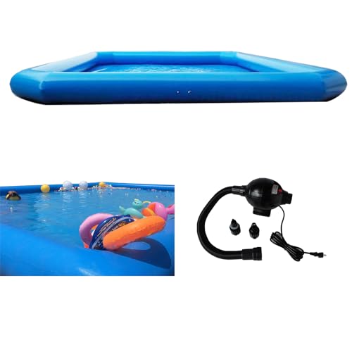EQCOTWEA Oversized Inflatable Swimming Pool with 110V Blower Blue