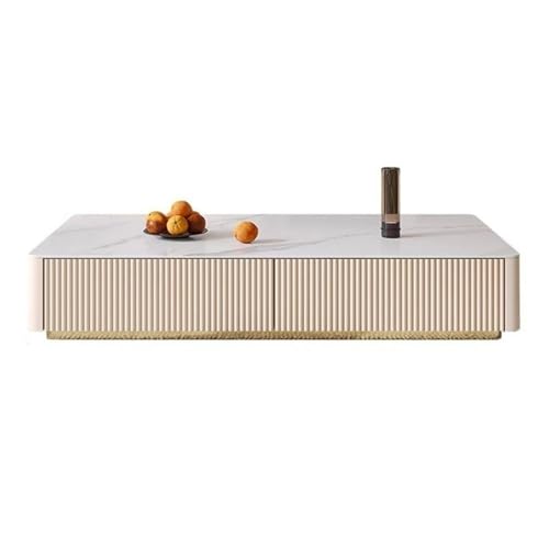 living room table Rectangular Coffee Table, Modern Minimalist Coffee Table with Slate Top and 4 Drawers, Living Room Center Table Sofa Table, Easy to Assemble outdoor side table(100x50x35cm)