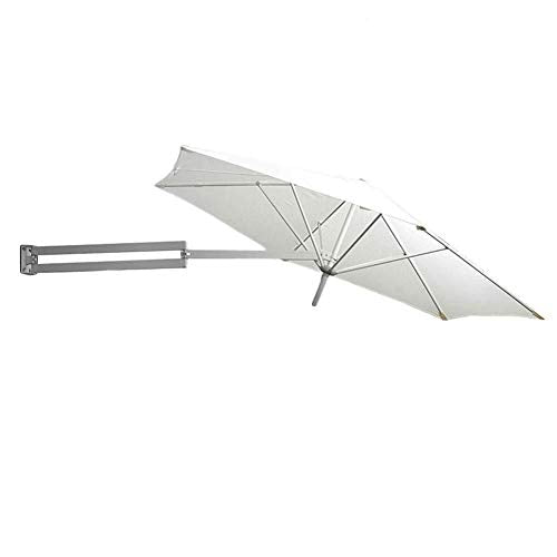 RWGOVLU Outdoor Wall Umbrella Garden Balcony Canopy Parasol Telescopic Folding Sun Shade Umbrella Aluminium, 7ft / 220cm, White