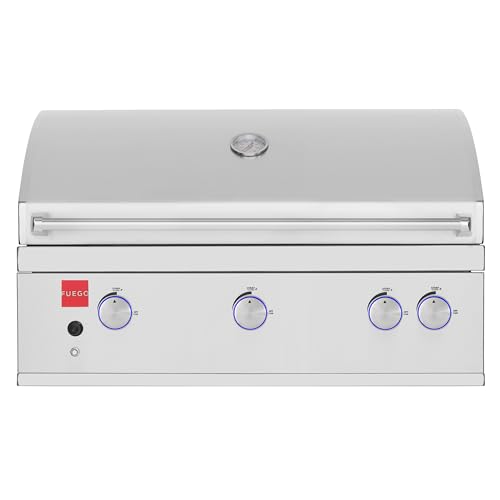 Fuego F36S-Pro-B 304SS w/Lights & Rear Burner Built-in Gas Grill, Stainless Steel