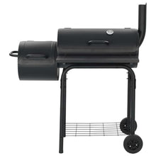 hliofuir Classic Charcoal BBQ Offset Smoker, Heavy Duty Steel Outdoor Barbecue Grill with Side Firebox, 40-Inch Large Cooking Chamber, Integrated Thermometer and Wheels, Black