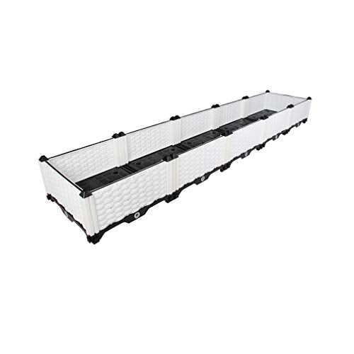 Hershii Plastic Rectangular Raised Garden Bed Indoor Outdoor Planter Box Kit Container for Growing Vegetables, Plants, Herbs, Flowers & Succulents - White - 76.77 x 15.35 X 8.66 Inches