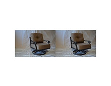 Nassau Outdoor Patio Set of 2 Swivel Rocker Club Chairs Dark Bronze Cast Aluminum, Walnut Cushions